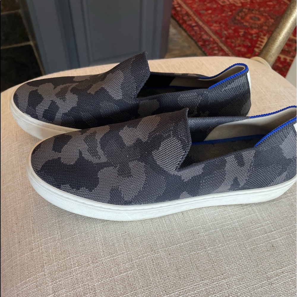Rothy’s washable slip-on sneaker in grey camo